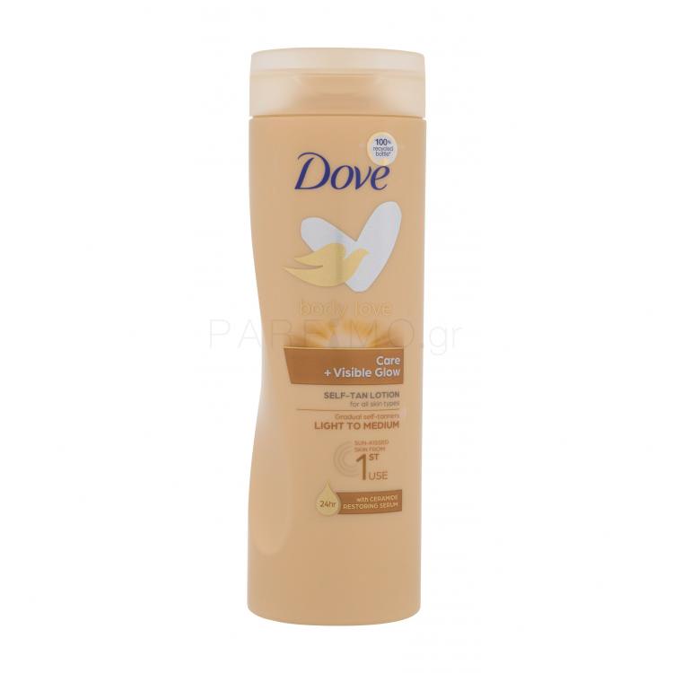 Dove Body Love Care + Visible Glow Self-Tan Lotion Self Tan για γυναίκες 400 ml Απόχρωση Light to Medium