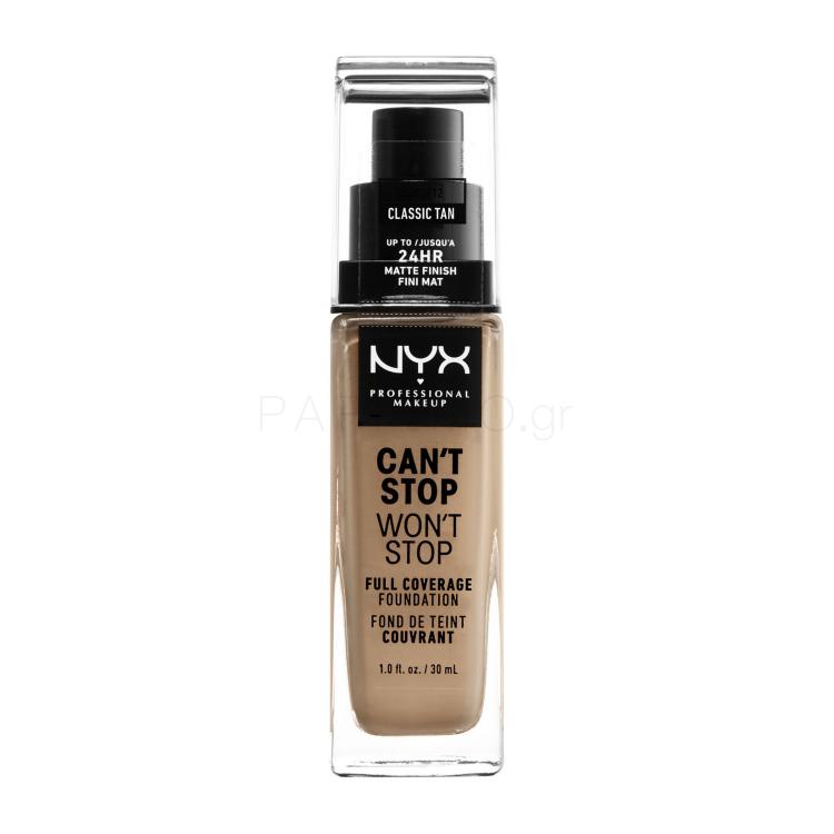 NYX Professional Makeup Can&#039;t Stop Won&#039;t Stop Make up για γυναίκες 30 ml Απόχρωση 12 Classic Tan