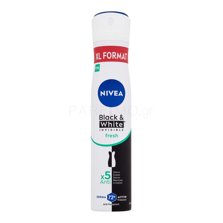 Nivea Black &amp; White Invisible Fresh 72h Αντιιδρωτικό για γυναίκες 200 ml