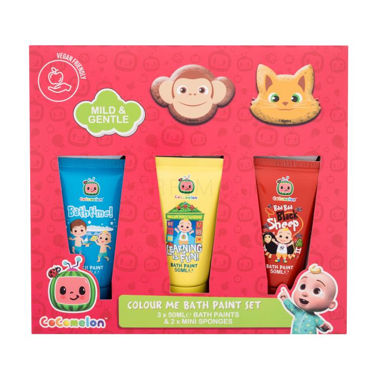 Cocomelon Colour Me Bath Paint Set Σετ δώρου Παιδική μπογιά μπάνιου Bathtime! 50 ml + παιδική μπογιά μπάνιου Learning is Fun! 50 ml + παιδική μπογιά μπάνιου Black Sheep 50 ml + σφουγγαράκι 2 τμχ