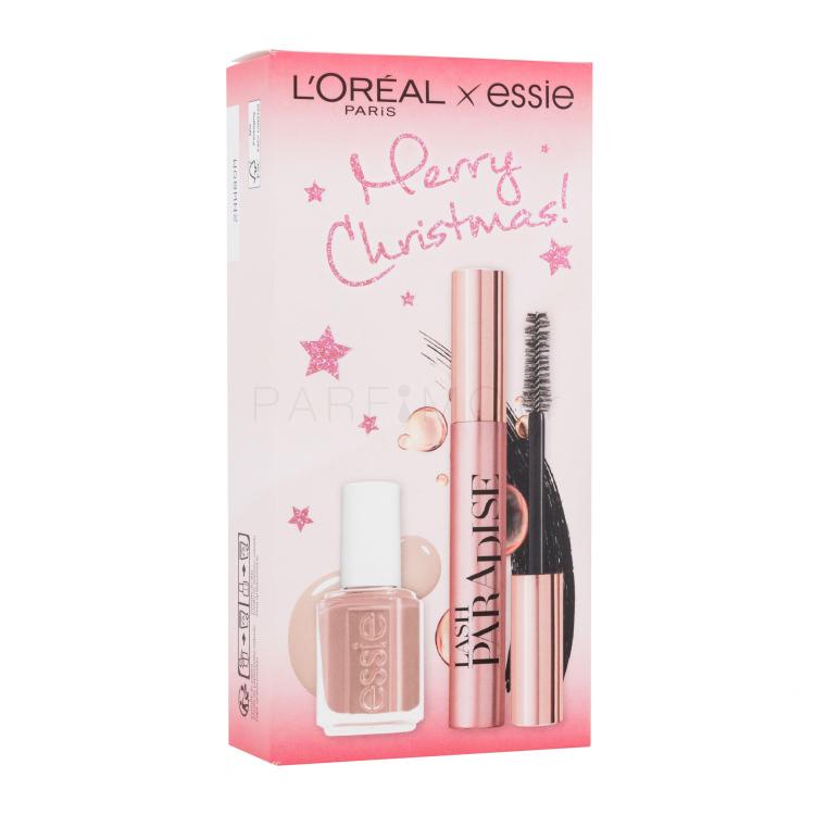 L&#039;Oréal Paris Merry Christmas! Σετ δώρου Mάσκαρα Lash Paradise 6,4 ml + βερνίκι νυχιών Essie Nail Color 13,5 ml 11 Not Just A Pretty ελλατωματική συσκευασία