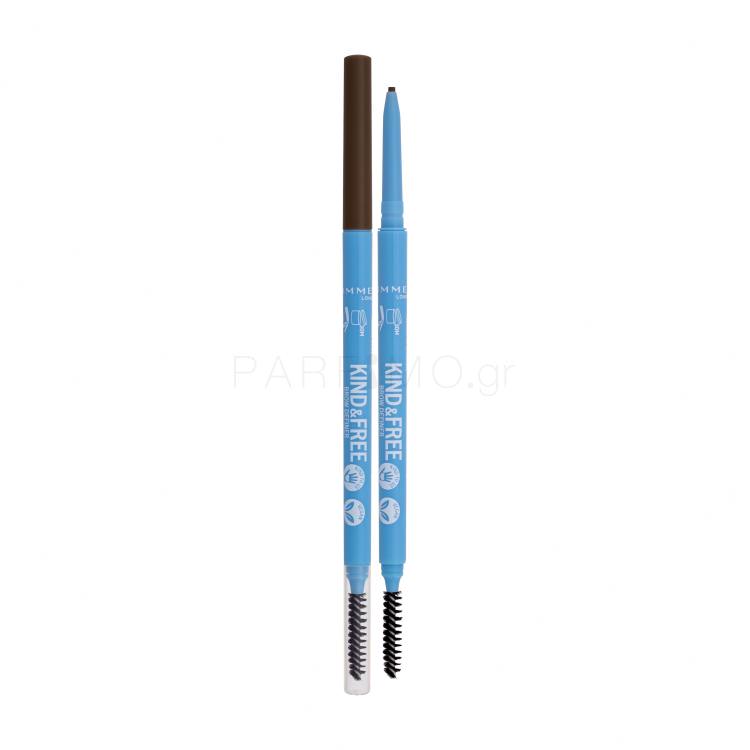 Rimmel London Kind &amp; Free Brow Definer Μολύβι για τα φρύδια για γυναίκες 0,09 gr Απόχρωση 005 Chocolate