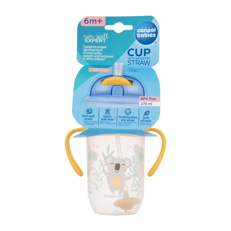 Canpol babies Exotic Animals Non-Spill Expert Cup With Weighted Straw Yellow Ποτήρι για παιδιά 270 ml