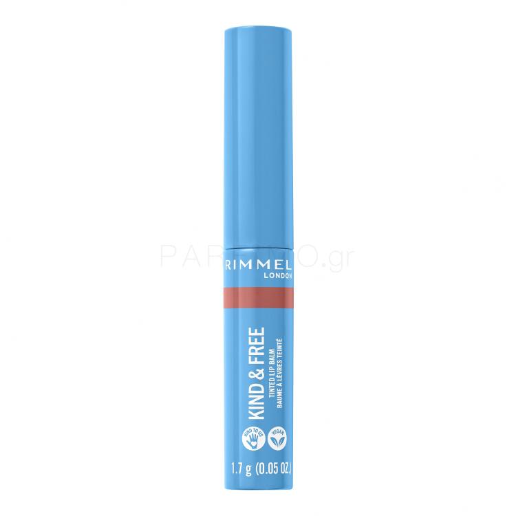 Rimmel London Kind &amp; Free Tinted Lip Balm Βάλσαμο για τα χείλη για γυναίκες 4 gr Απόχρωση 002 Natural Apricot