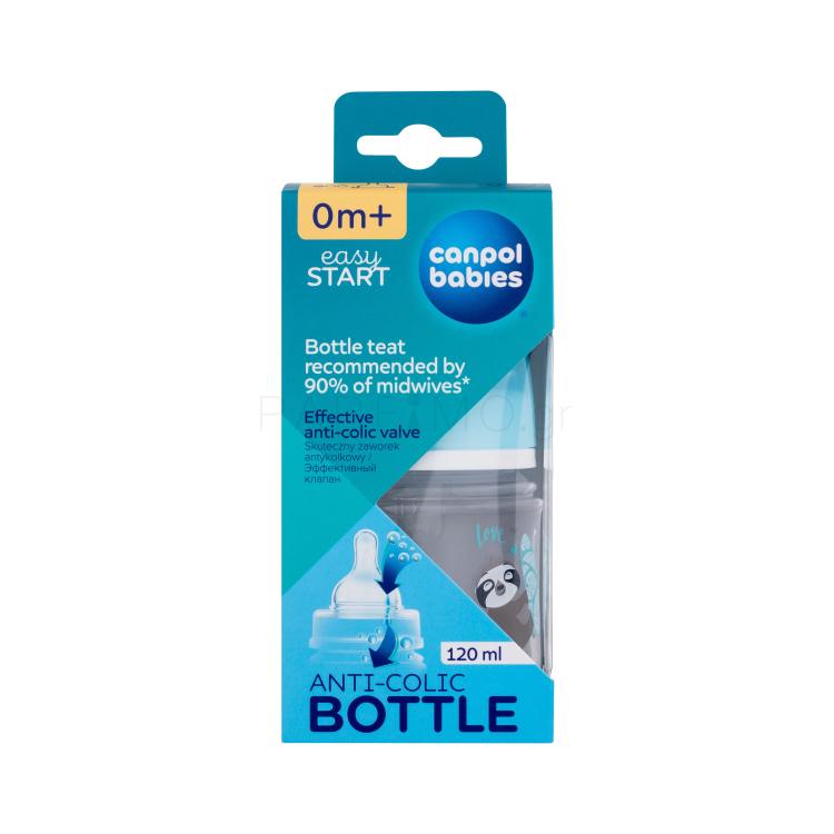 Canpol babies Exotic Animals Easy Start Anti-Colic Bottle Blue 0m+ Μπιμπερό για παιδιά 120 ml