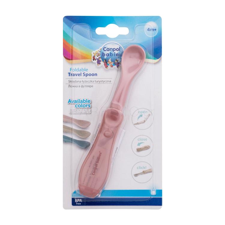 Canpol babies Travel Spoon Foldable Pink Είδη Φαγητού για παιδιά 1 τεμ