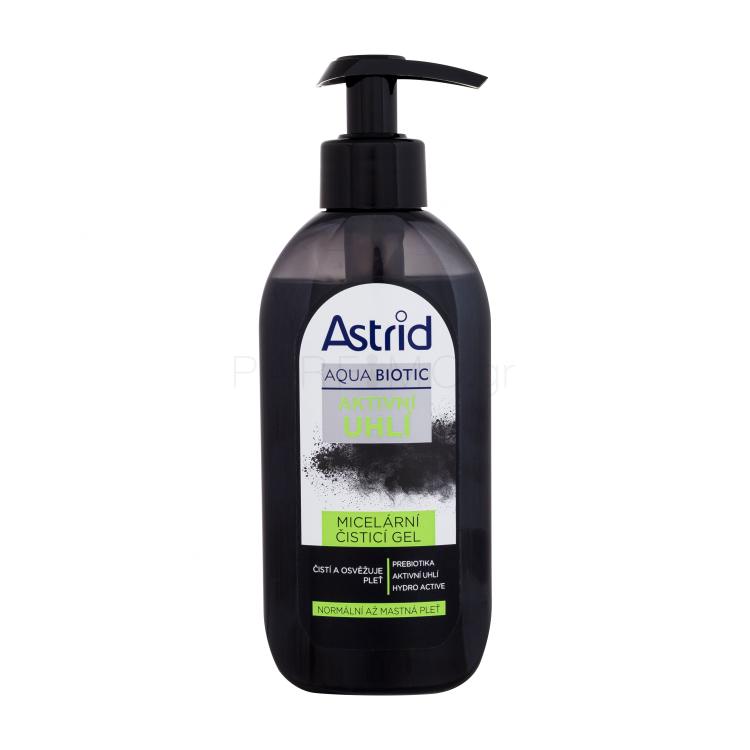 Astrid Aqua Biotic Active Charcoal Micellar Cleansing Gel Καθαριστικό τζελ για γυναίκες 200 ml