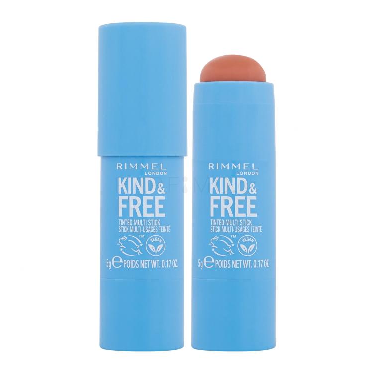 Rimmel London Kind &amp; Free Tinted Multi Stick Ρουζ για γυναίκες 5 gr Απόχρωση 002 Peachy Cheeks