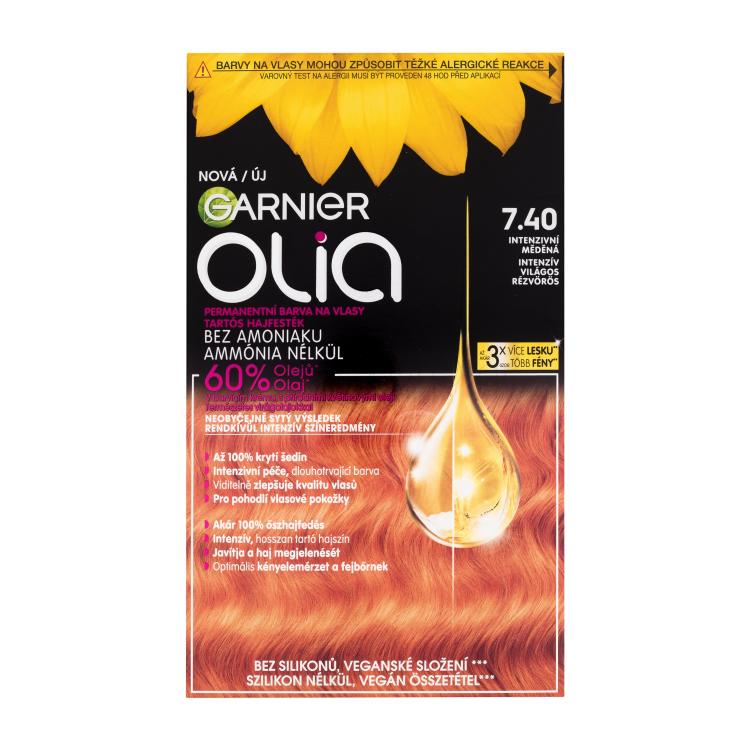 Garnier Olia Βαφή μαλλιών για γυναίκες 60 gr Απόχρωση 7,40 Intense Copper ελλατωματική συσκευασία