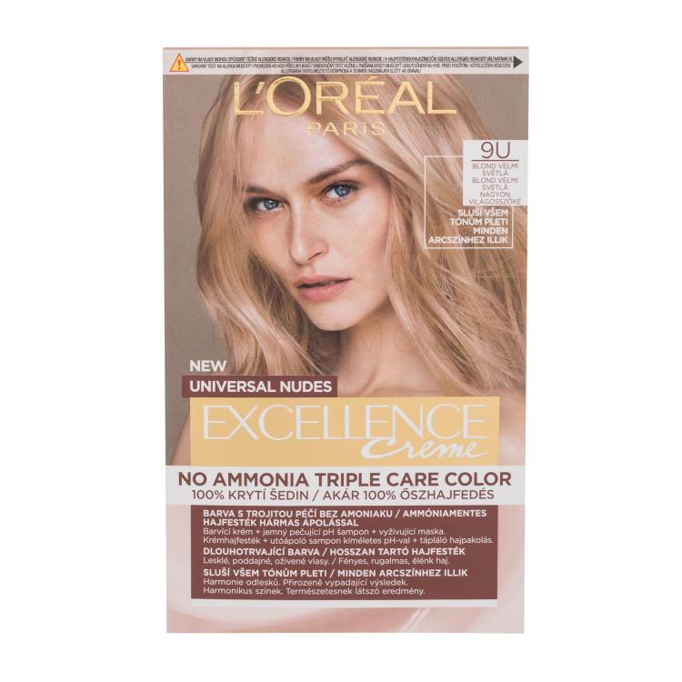 L&#039;Oréal Paris Excellence Creme Triple Protection Βαφή μαλλιών για γυναίκες 48 ml Απόχρωση 9U Very Light Blond ελλατωματική συσκευασία