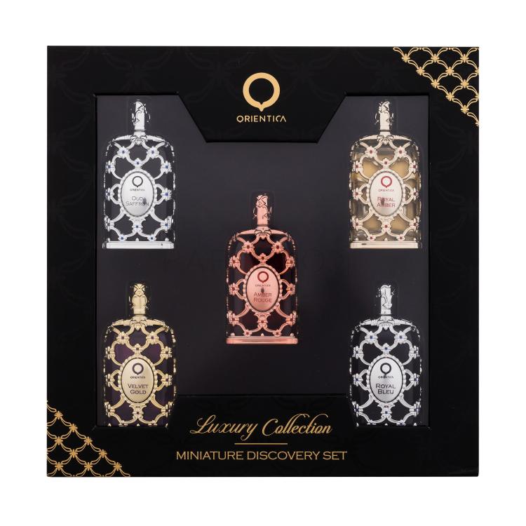 Orientica Luxury Collection Σετ δώρου EDP Royal Amber 7.5 ml + EDP Royal Bleu 7.5 ml + EDP Velvet Gold 7.5 ml + EDP Oud Safron 7.5 ml + EDP Amber Rouge 7.5 ml