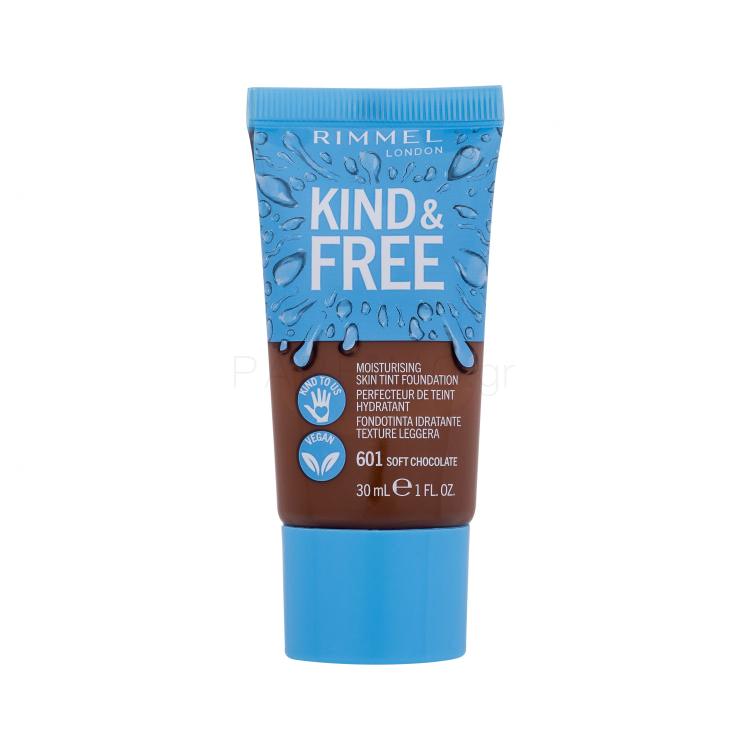 Rimmel London Kind &amp; Free Skin Tint Foundation Make up για γυναίκες 30 ml Απόχρωση 601 Soft Chocolate