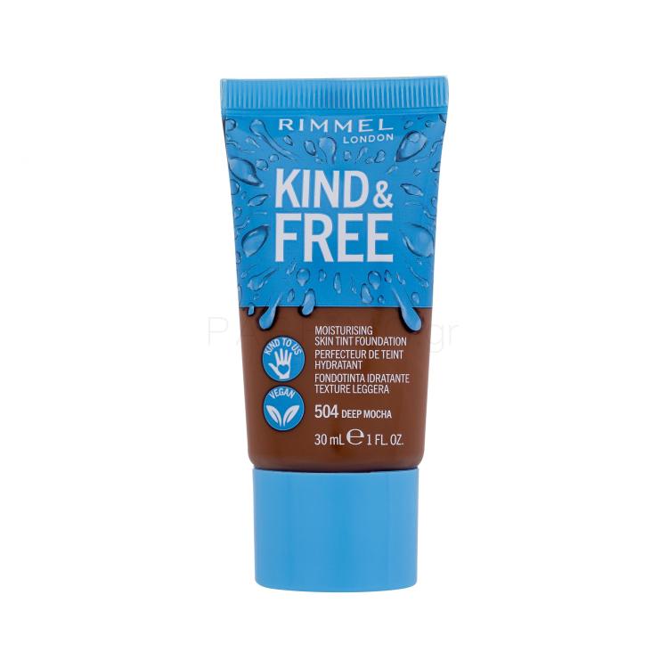 Rimmel London Kind &amp; Free Skin Tint Foundation Make up για γυναίκες 30 ml Απόχρωση 504 Deep Mocha