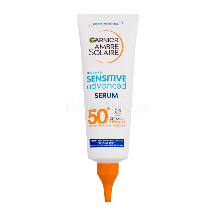 Garnier Ambre Solaire Sensitive Advanced Serum SPF50+ Αντιηλιακό προϊόν για το σώμα 125 ml ελλατωματική συσκευασία