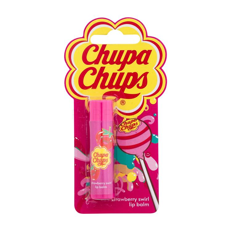 Chupa Chups Lip Balm Strawberry Swirl Βάλσαμο για τα χείλη για παιδιά 4 gr κατεστραμμένο κουτί