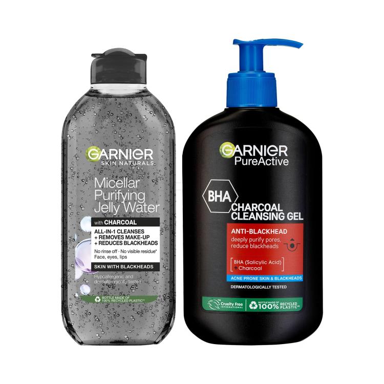 ΕΚΠΤΩΤΙΚΟ ΠΑΚΕΤΟ Καθαριστικό τζελ Garnier Pure Active Charcoal Cleansing Gel + Μικυλλιακό νερό Garnier Skin Naturals Micellar Purifying Jelly Water