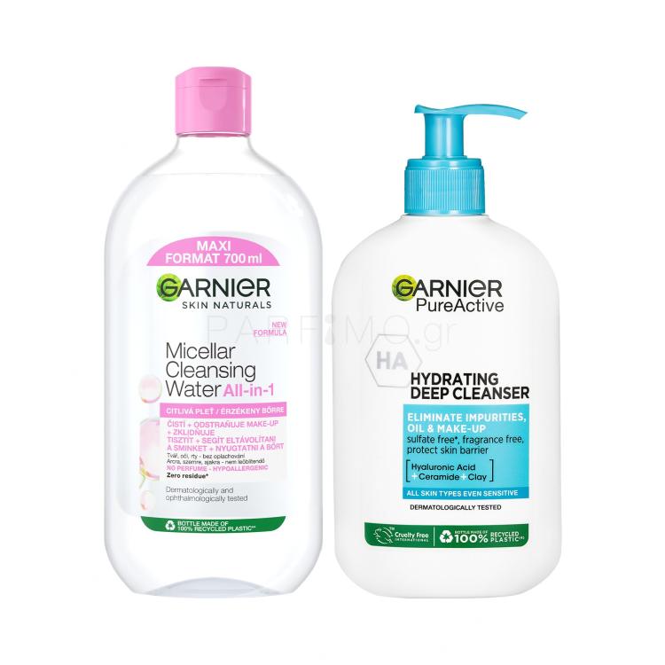 ΕΚΠΤΩΤΙΚΟ ΠΑΚΕΤΟ Μικυλλιακό νερό Garnier Skin Naturals Micellar Cleansing Water All-in-1 + Καθαριστικό τζελ Garnier Pure Active Hydrating Deep Cleanser