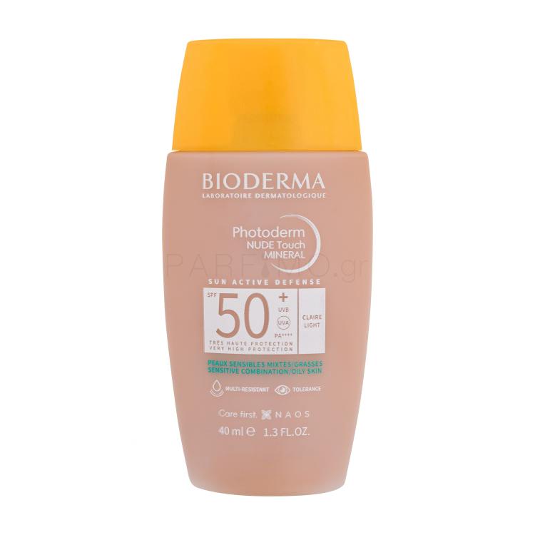 BIODERMA Photoderm Nude Touch Mineral SPF50+ Αντιηλιακό προϊόν προσώπου 40 ml Απόχρωση Light