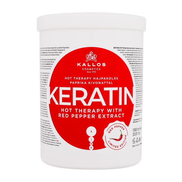 Kallos Cosmetics Keratin Hot Therapy With Red Pepper Extract Μάσκα μαλλιών για γυναίκες 1000 ml