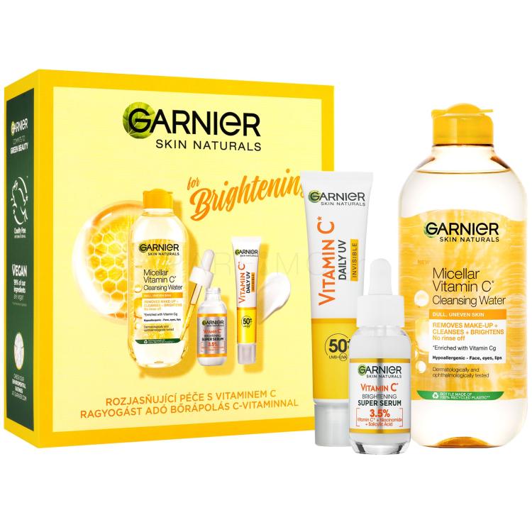 Garnier Skin Naturals Vitamin C for Brightening Σετ δώρου ορός προσώπου Skin Naturals Vitamin C Brightening Super Serum 30 ml + μικυλλιακό νερό Skin Naturals Micellar Vitamin C Cleansing Water 400 ml + Fluid προσώπου Skin Naturals Vitamin C Daily UV SPF50 Invisible 40 ml