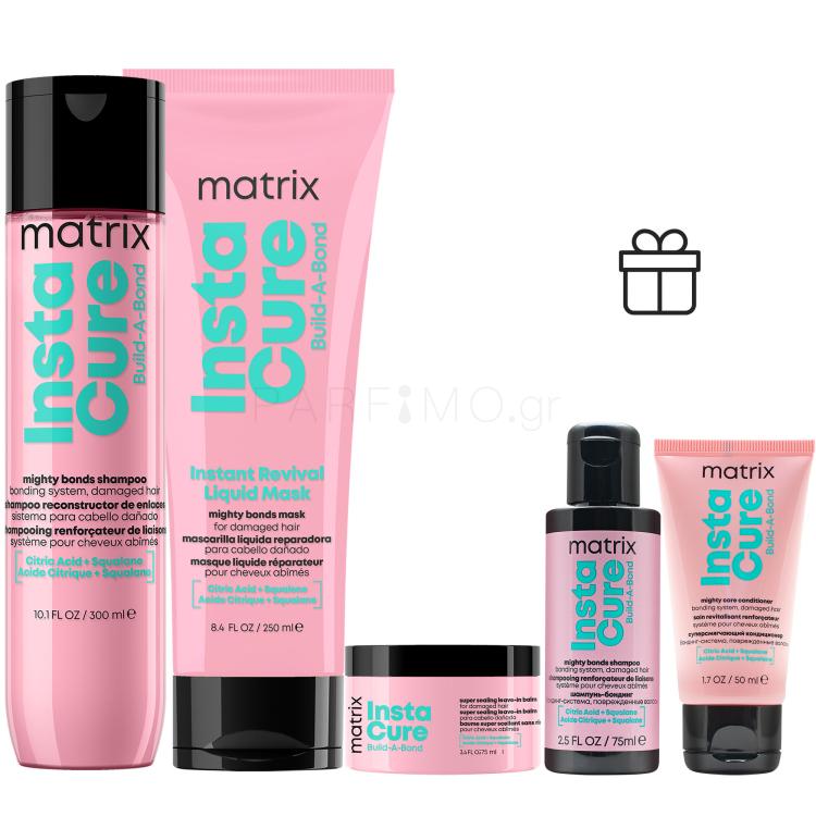 ΕΚΠΤΩΤΙΚΟ ΠΑΚΕΤΟ Σαμπουάν Matrix Instacure Build-A-Bond Mighty Bonds Shampoo + Μάσκα μαλλιών Matrix Instacure Build-A-Bond Instant Revival Liquid Mask + Περιποίηση μαλλιών χωρίς ξέβγαλμα Matrix Instacure Build-A-Bond Super Sealing Leave-In Balm + Σαμπουάν Matrix Instacure Build-A-Bond Mighty Bonds S