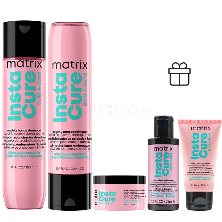 ΕΚΠΤΩΤΙΚΟ ΠΑΚΕΤΟ Σαμπουάν Matrix Instacure Build-A-Bond Mighty Bonds Shampoo + Μαλακτικό μαλλιών Matrix Instacure Build-A-Bond Mighty Care Conditioner + Περιποίηση μαλλιών χωρίς ξέβγαλμα Matrix Instacure Build-A-Bond Super Sealing Leave-In Balm + Σαμπουάν Matrix Instacure Build-A-Bond Mighty Bonds S