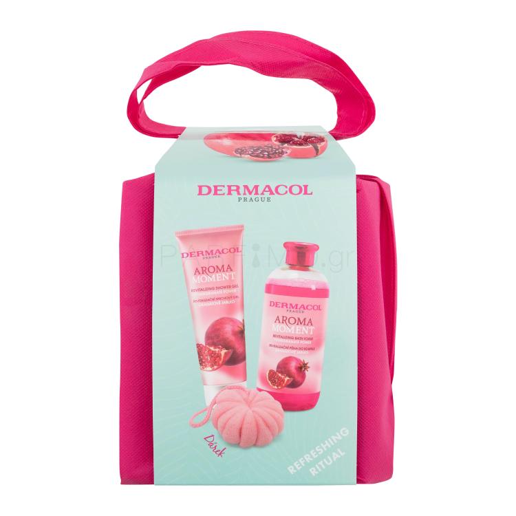 Dermacol Aroma Moment Pomegranate Power Σετ δώρου αφρόλουτρο Pomegranate Power 250 ml + αφρόλουτρο Pomegranate Power 500 ml + σφουγγάρι μπάνιου + τσάντα