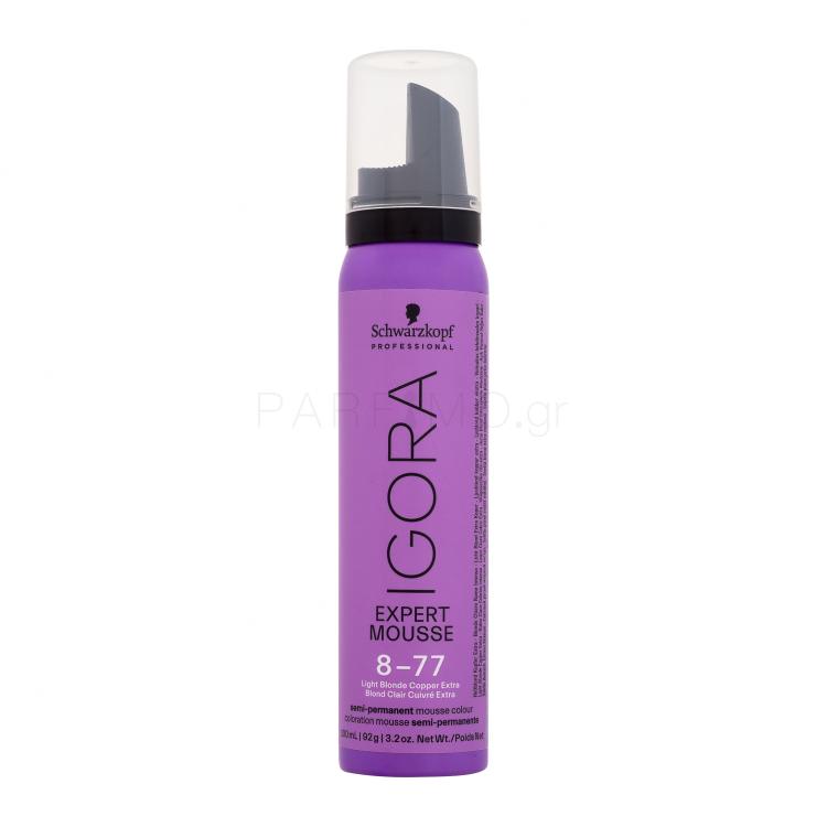 Schwarzkopf Professional Igora Expert Mousse Βαφή μαλλιών για γυναίκες 100 ml Απόχρωση 8-77 Light Blonde Copper Extra