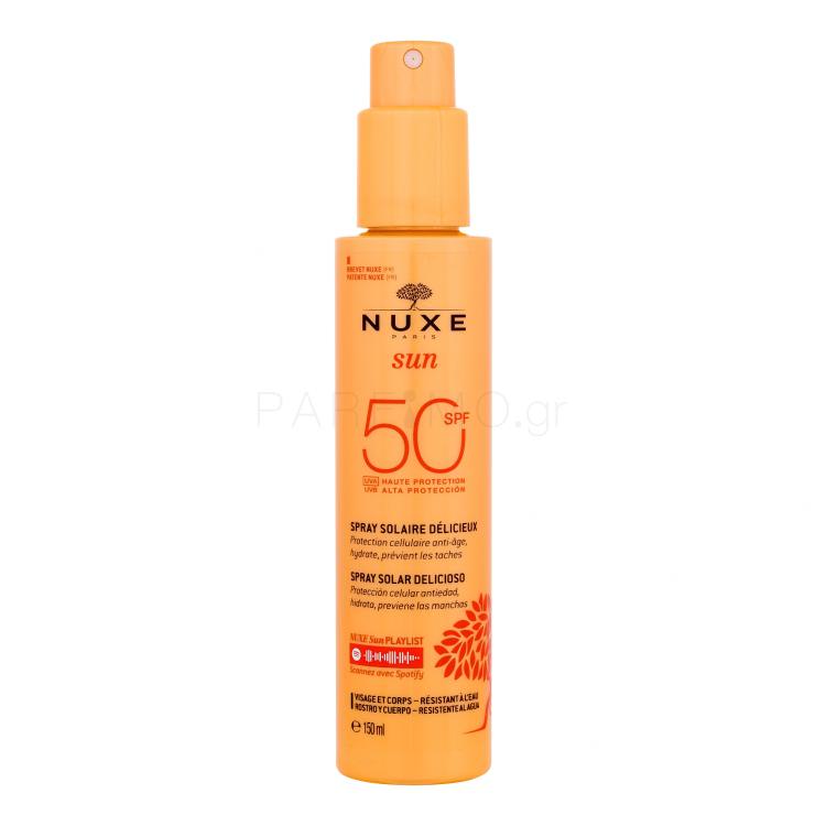 NUXE Sun Delicious Spray SPF50 Αντιηλιακό προϊόν για το σώμα 150 ml κατεστραμμένο φιαλίδιο