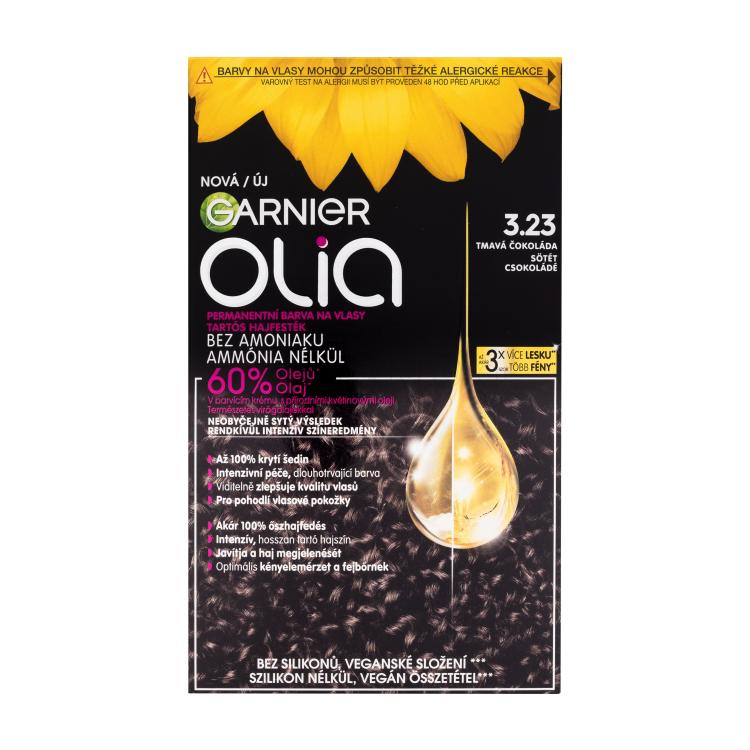 Garnier Olia Βαφή μαλλιών για γυναίκες 60 gr Απόχρωση 3,23 Dark Chocolate ελλατωματική συσκευασία