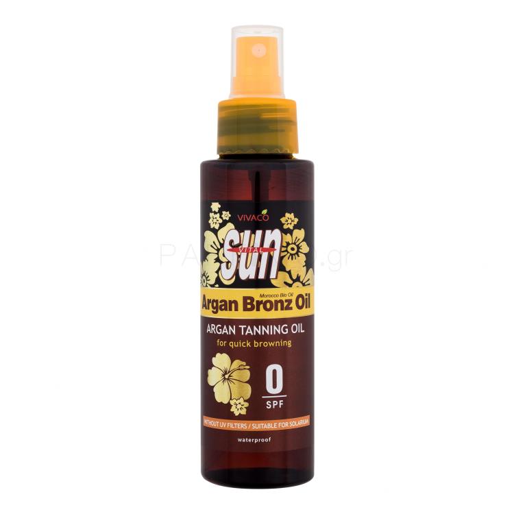 Vivaco Sun Argan Bronz Oil Tanning Oil SPF0 Αντιηλιακό προϊόν για το σώμα 100 ml κατεστραμμένο φιαλίδιο