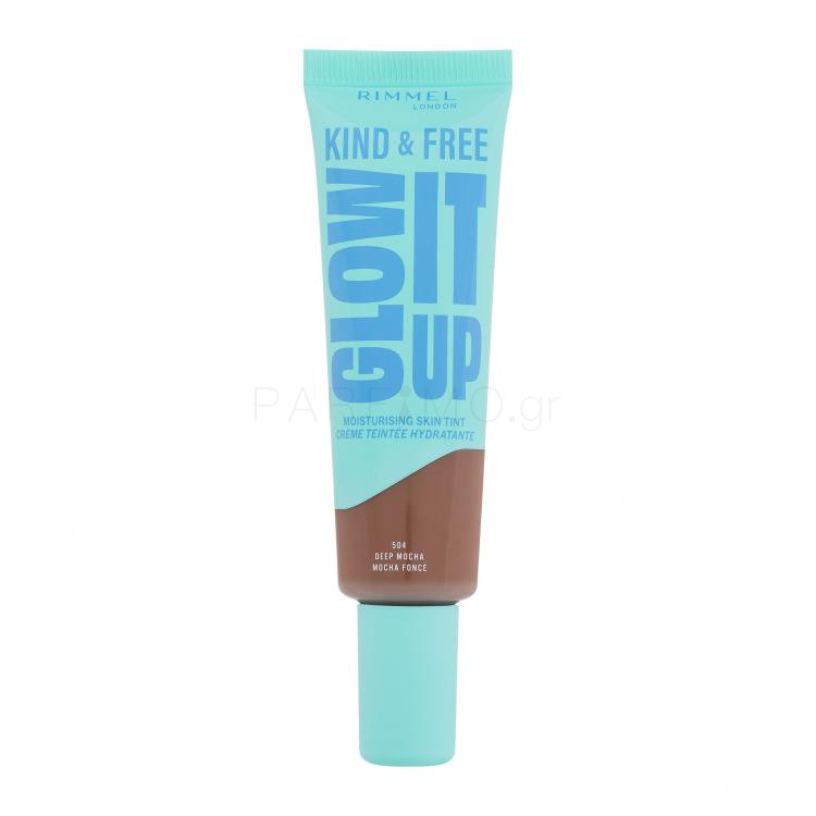 Rimmel London Kind &amp; Free Glow It Up Moisturising Skin Tint Make up για γυναίκες 30 ml Απόχρωση 504 Deep Mocha