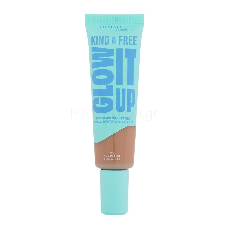 Rimmel London Kind &amp; Free Glow It Up Moisturising Skin Tint Make up για γυναίκες 30 ml Απόχρωση 400 Natural Beige