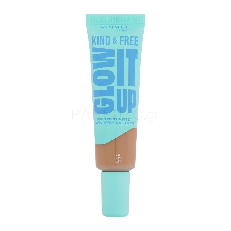 Rimmel London Kind &amp; Free Glow It Up Moisturising Skin Tint Make up για γυναίκες 30 ml Απόχρωση 410 Latte