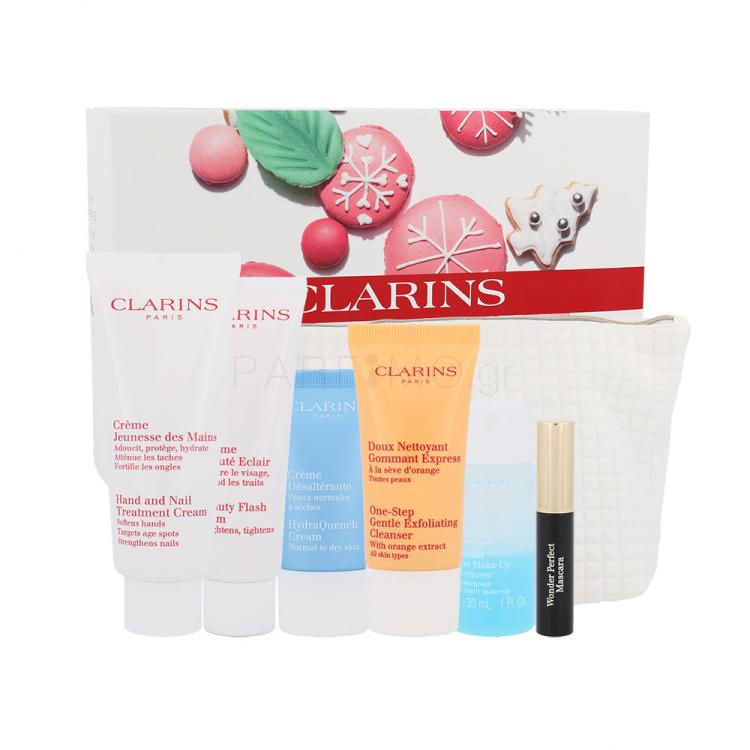 Clarins Beauty Flash Balm Σετ δώρου Beauty Flash Balm 50 ml + Hand Nail Cream 100 ml + One Step Gentle Cleans. 50 ml + HydraQuench Cream 15 ml + Make-Up Remover 30 ml + Wonder Masc. 3 ml