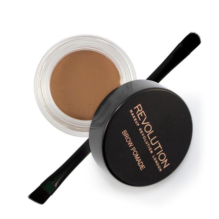 Makeup Revolution London Brow Pomade With Double Ended Brush Τζέλ φρυδιών για γυναίκες 2,5 gr Απόχρωση Soft Brown