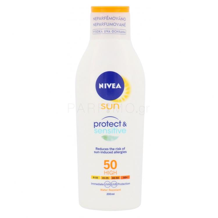 Nivea Sun Protect &amp; Sensitive Lotion SPF50 Αντιηλιακό προϊόν για το σώμα 200 ml