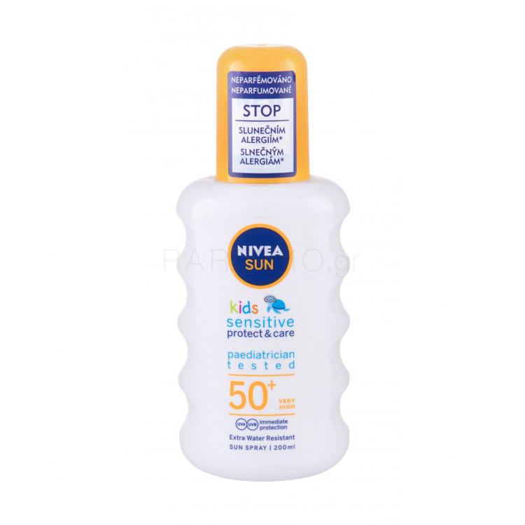 Nivea Sun Kids Protect &amp; Sensitive Sun Spray SPF50+ Αντιηλιακό προϊόν για το σώμα για παιδιά 200 ml