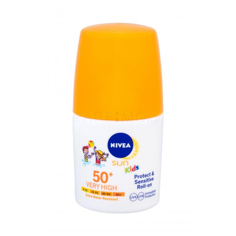 Nivea Sun Kids Protect &amp; Sensitive Roll-on SPF50+ Αντιηλιακό προϊόν για το σώμα για παιδιά 50 ml