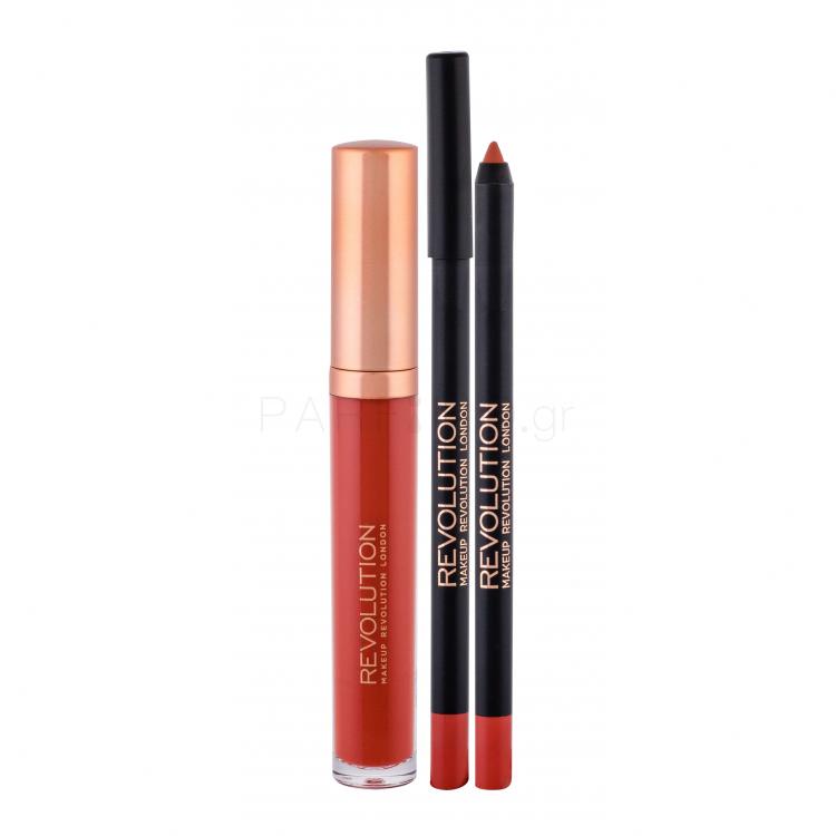 Makeup Revolution London Retro Luxe Matte Lip Kit Σετ δώρου υγρό κραγιόν  5,5 ml + μολύβι περιγράμματος χειλιών 1 g