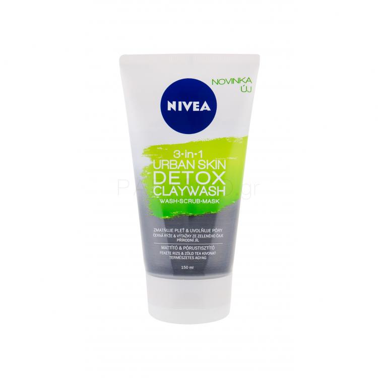 Nivea Urban Skin Detox Claywash 3-in-1 Κρέμα καθαρισμού για γυναίκες 150 ml