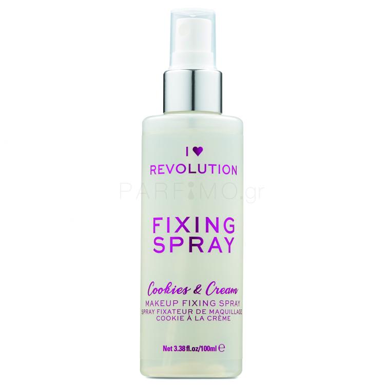 Makeup Revolution London I Heart Revolution Fixing Spray Cookies &amp; Cream Σπρέι σταθεροποίησης μαγικιάζ για γυναίκες 100 ml