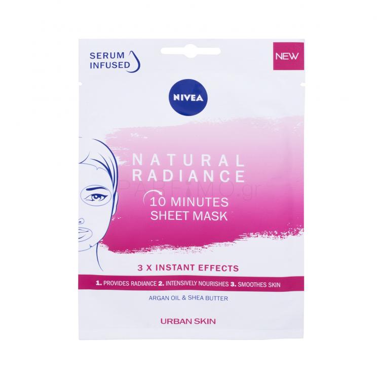 Nivea Natural Radiance 10 Minutes Sheet Mask Μάσκα προσώπου για γυναίκες 1 τεμ