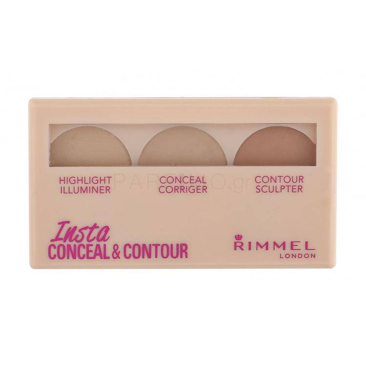 Rimmel London Insta Conceal &amp; Contour Пαλέτα contouring για γυναίκες 8,4 gr Απόχρωση 010 Light